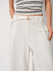 Women's Wide-Leg Curved Jeans with Detachable Belt