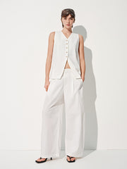 Women's Basic Wide-Leg Curved Cut Pants