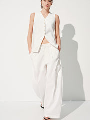 Women's Basic Wide-Leg Curved Cut Pants