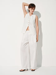 Women's Basic Wide-Leg Curved Cut Pants