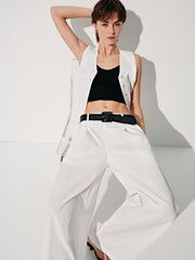Women's Basic Wide-Leg Curved Cut Pants