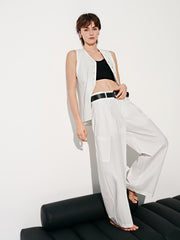Women's Basic Wide-Leg Curved Cut Pants