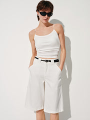 Women's High-Waist Straight-Leg Denim Shorts