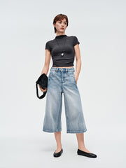 Women's High-Waist Cropped Wide-Leg Pants
