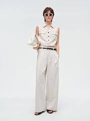 Women's loose-fitting wide-leg white jeans