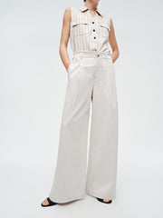 Women's loose-fitting wide-leg white jeans