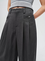 Women's Tencel Wide-Leg Curved Cut Suit Trousers
