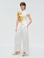Women's High-Waist Wide-Leg Nine-Part Pants