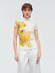 Women's Textured Azalea Mock Neck Fitted Top