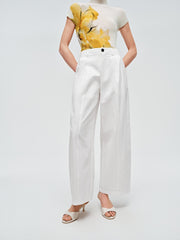 Women's High-Waist Wide-Leg Nine-Part Pants