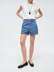 Women's High-Waist Wide-Leg Denim Shorts