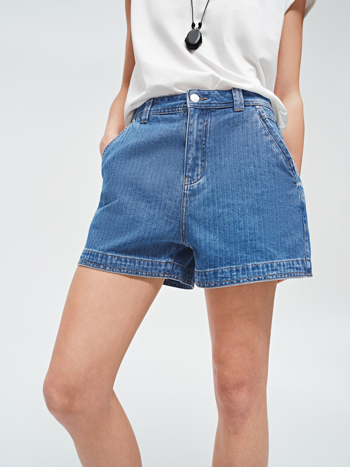 Women's High-Waist Wide-Leg Denim Shorts