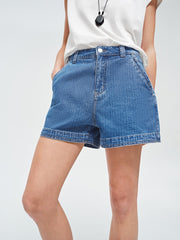 Women's High-Waist Wide-Leg Denim Shorts