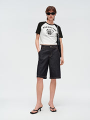 Women's High-Waist Straight-Leg Denim Shorts