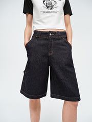 Women's High-Waist Straight-Leg Denim Shorts