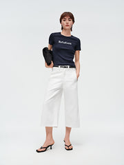 Women's High-Waist Cropped Wide-Leg Pants