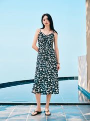 Women's Ruched Printed Slip Dress