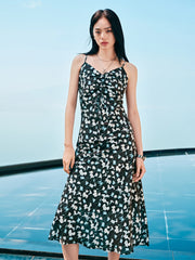 Women's Ruched Printed Slip Dress