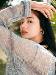 Women's loose hollow-out oversized blouse