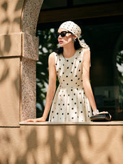 Women's Resort Waist-Cinching Polka Dot Dress