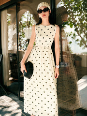 Women's Resort Waist-Cinching Polka Dot Dress