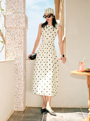 Women's Resort Waist-Cinching Polka Dot Dress