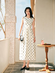 Women's Resort Waist-Cinching Polka Dot Dress