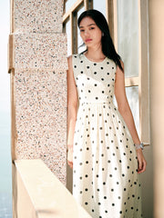 Women's Resort Waist-Cinching Polka Dot Dress