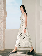 Women's Resort Waist-Cinching Polka Dot Dress