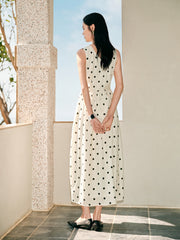 Women's Resort Waist-Cinching Polka Dot Dress