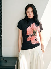 Women's Textured Azalea Mock Neck Fitted Top