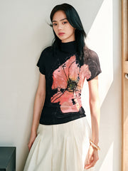 Women's Textured Azalea Mock Neck Fitted Top