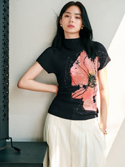 Women's Textured Azalea Mock Neck Fitted Top