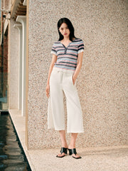 Women's Blend Striped Short Sleeve Knit Top