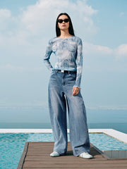 Women's Elephant Pattern Pleated Slim-Fit Top