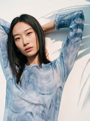 Women's Elephant Pattern Pleated Slim-Fit Top