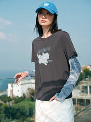 Women's Dumbo Applique Short Sleeve T-Shirt