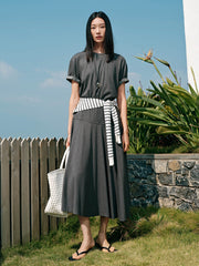 Women's office style fitted waist long dress