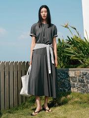 Women's office style fitted waist long dress