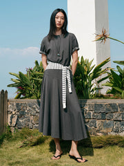 Women's office style fitted waist long dress