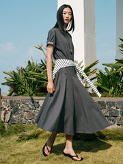 Women's office style fitted waist long dress