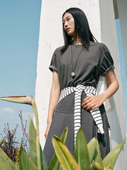 Women's office style fitted waist long dress