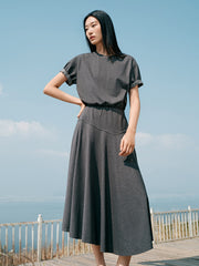 Women's office style fitted waist long dress
