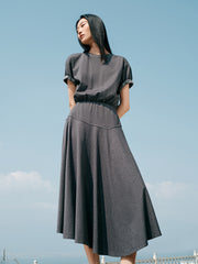 Women's office style fitted waist long dress