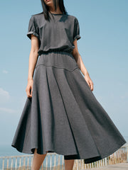 Women's office style fitted waist long dress