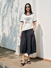 Women's Printed Contrast Trim Short Sleeve T-shirt