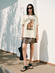 Women's High-Waist A-Line Leopard-Print Skirt
