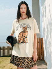 Women's High-Waist A-Line Leopard-Print Skirt