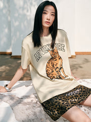 Women's High-Waist A-Line Leopard-Print Skirt