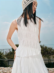 Women's Lyocell Tencel tight-fitting white vest